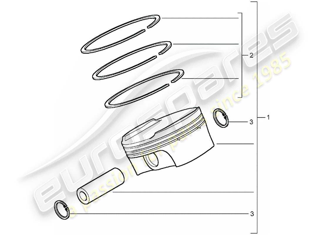 porsche 2005 (carrera gt) pistón - aros de pistón diagrama de piezas