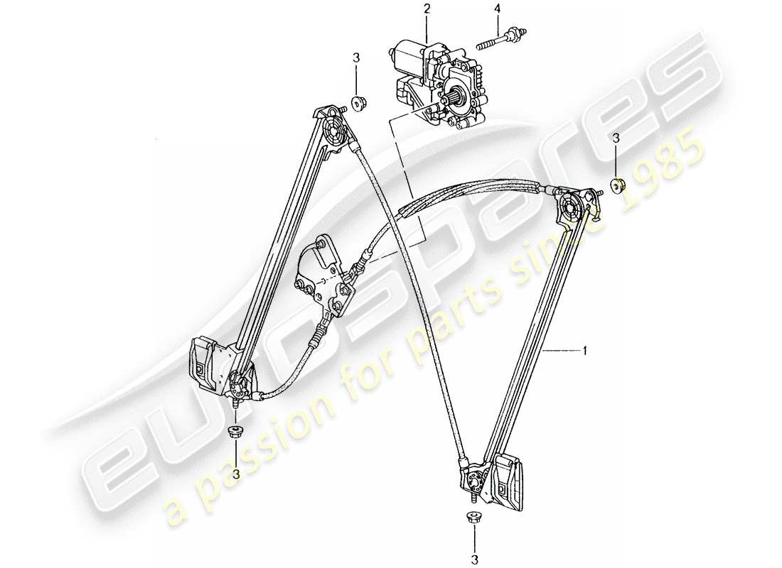 porsche 2005 (996) diagrama de pieza del regulador de ventana