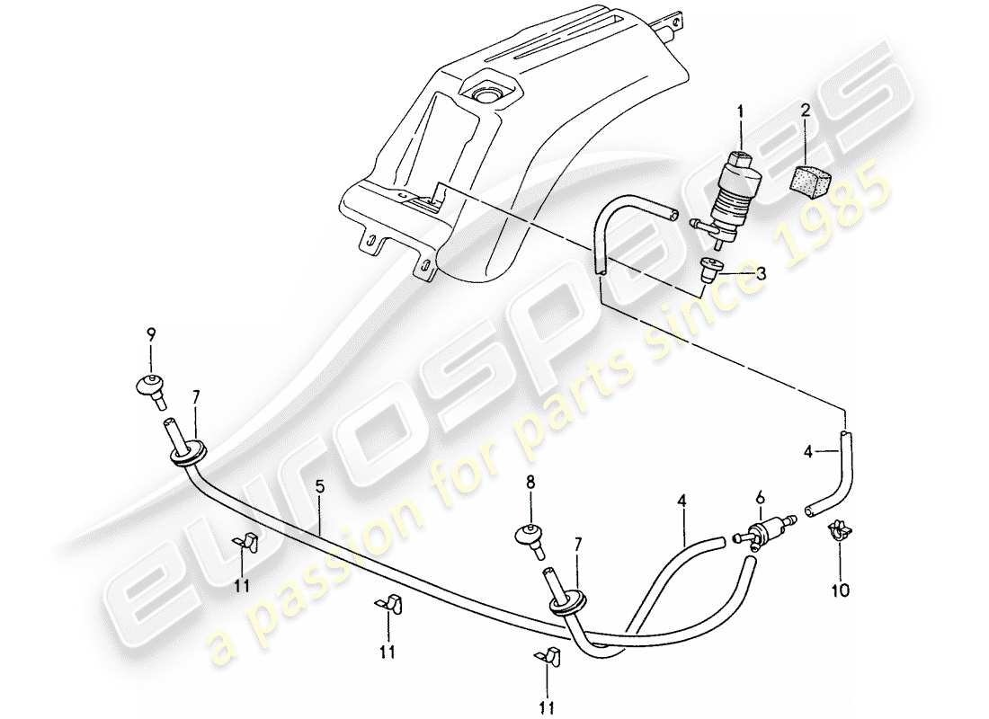 porsche 1997 (993) sistema arandela diagrama de piezas