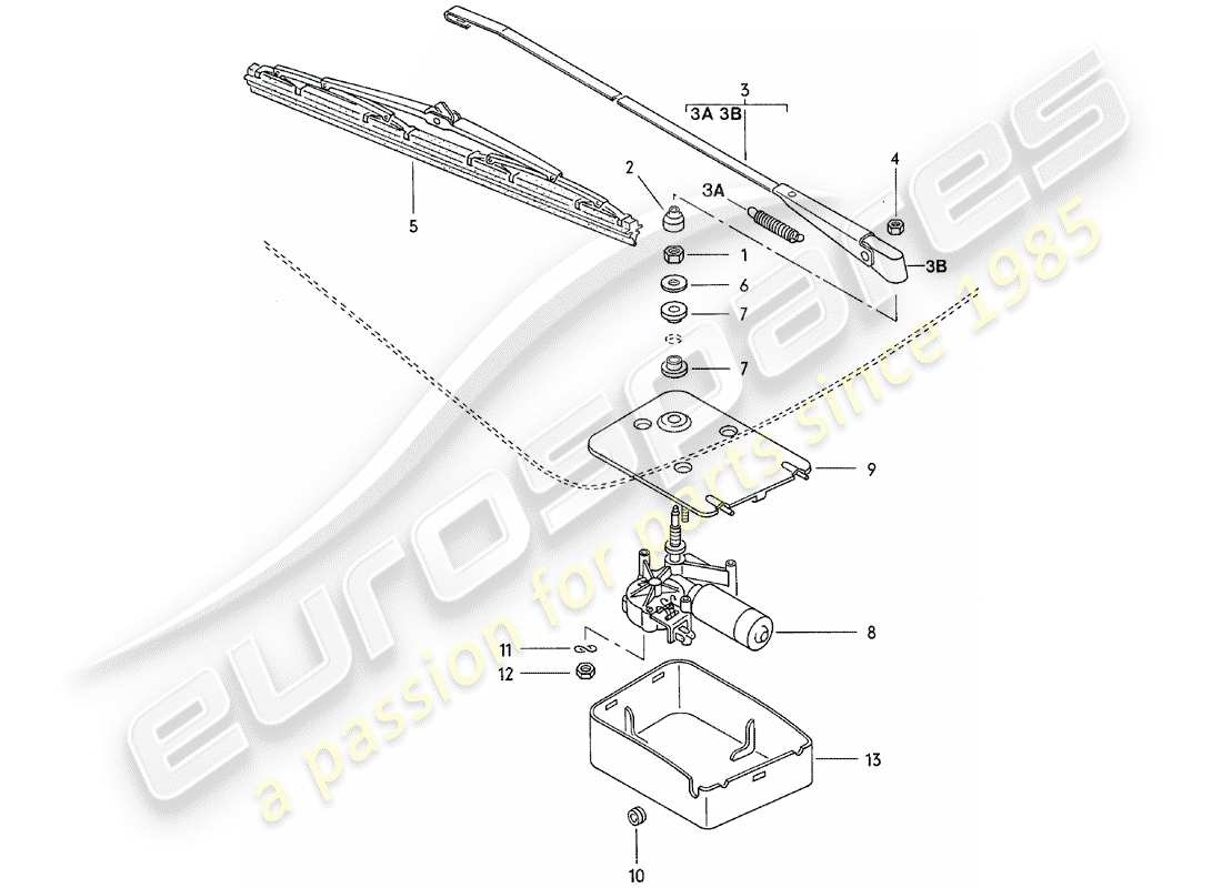 porsche 1981 (924) limpiaparabrisas trasero diagrama de piezas