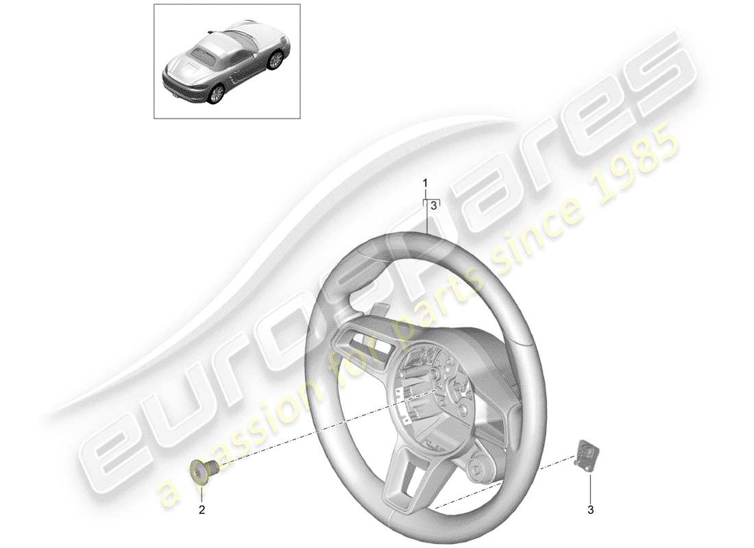 porsche 2017 (718 boxster) volante diagrama de piezas