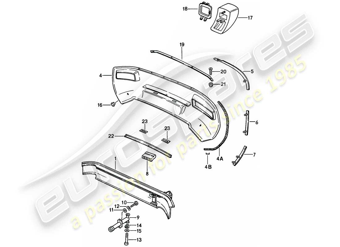 porsche 1981 (928) parachoque diagrama de piezas