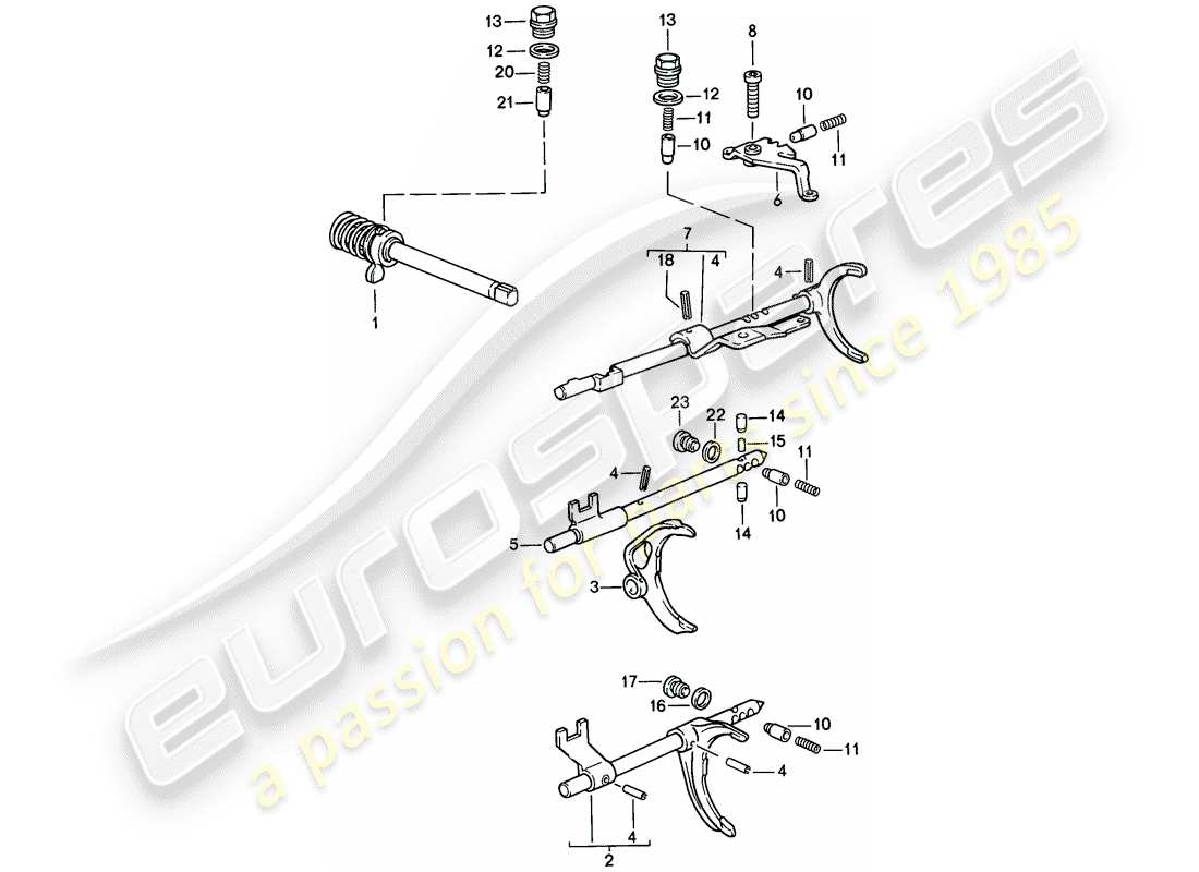 porsche 1986 (944) control de transmisión - - caja de cambios manual diagrama de piezas