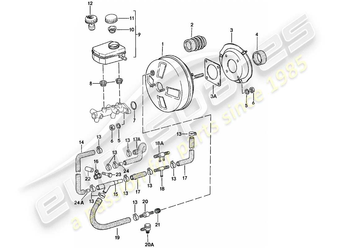 porsche 1981 (924) refuerzo de freno - depósito diagrama de piezas