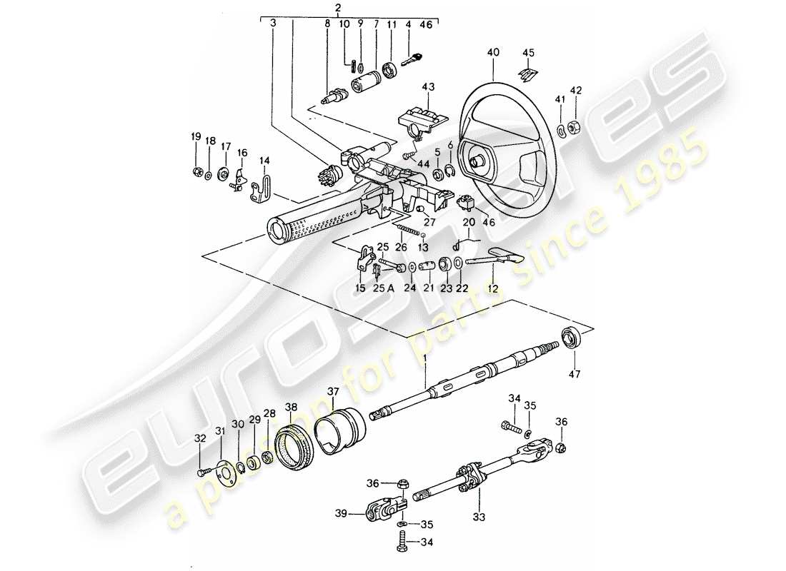 porsche 1990 (928) piezas de dirección - volante - airbag - d - mj 1990>> diagrama de piezas