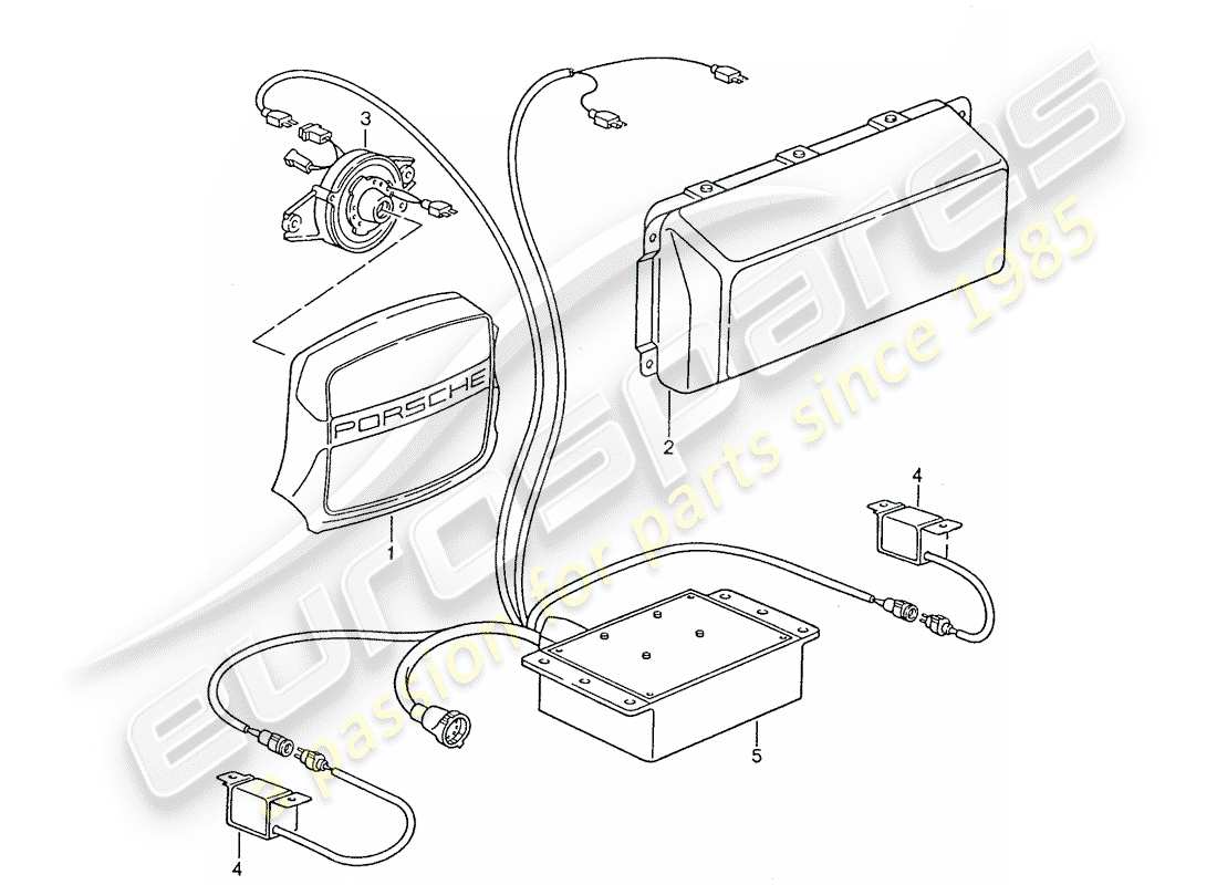 porsche 1990 (928) airbag - unidad de interruptor - d - mj 1990>> esquema de piezas