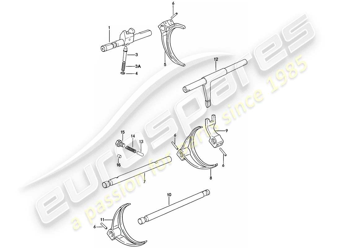 porsche 1976 (924) control de transmisión - 5-speed diagrama de piezas