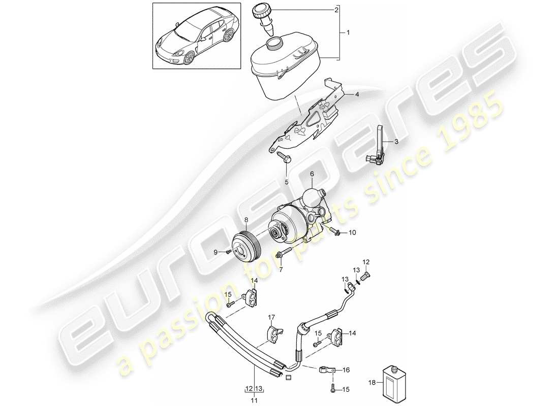 porsche 2013 (panamera 970) dirección asistida diagrama de piezas