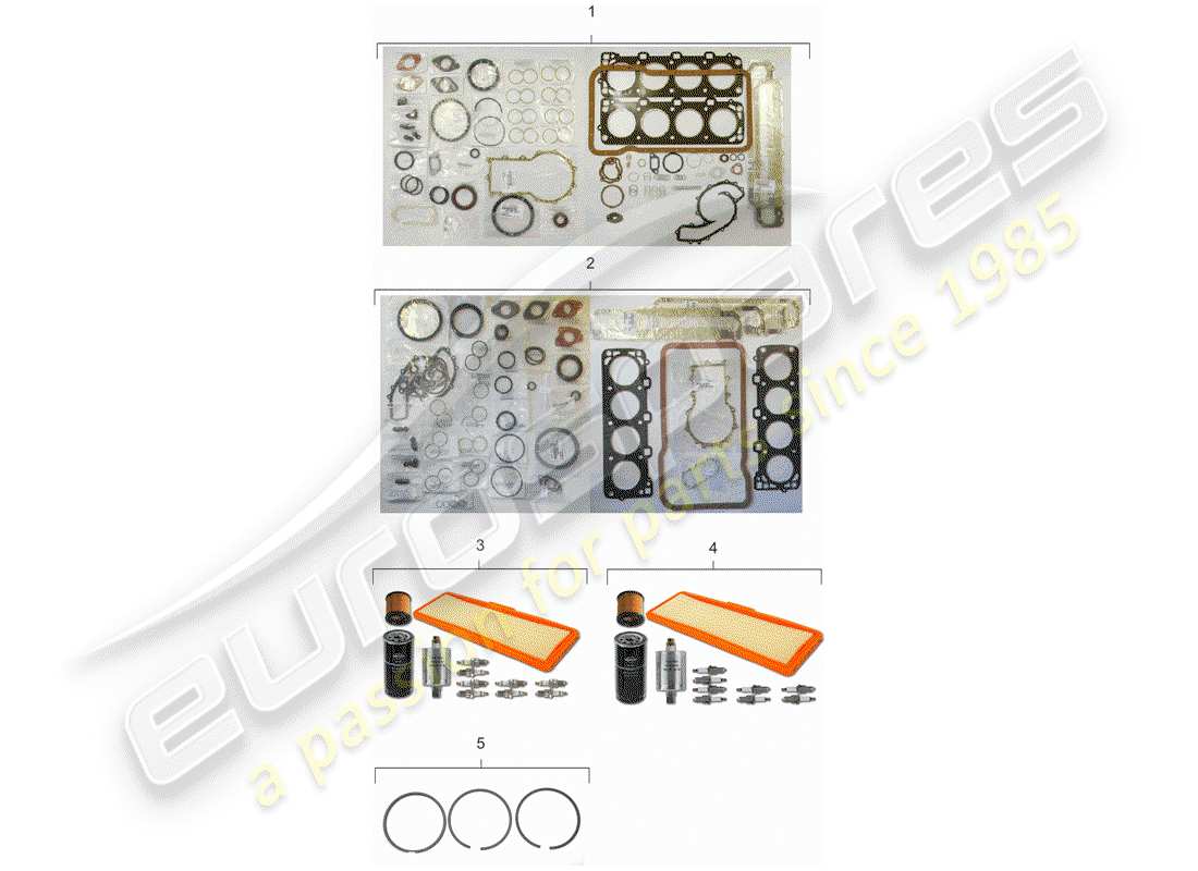 porsche 1981 (928) juego de mantenimiento - juego de juntas - kit de reparación diagrama de piezas