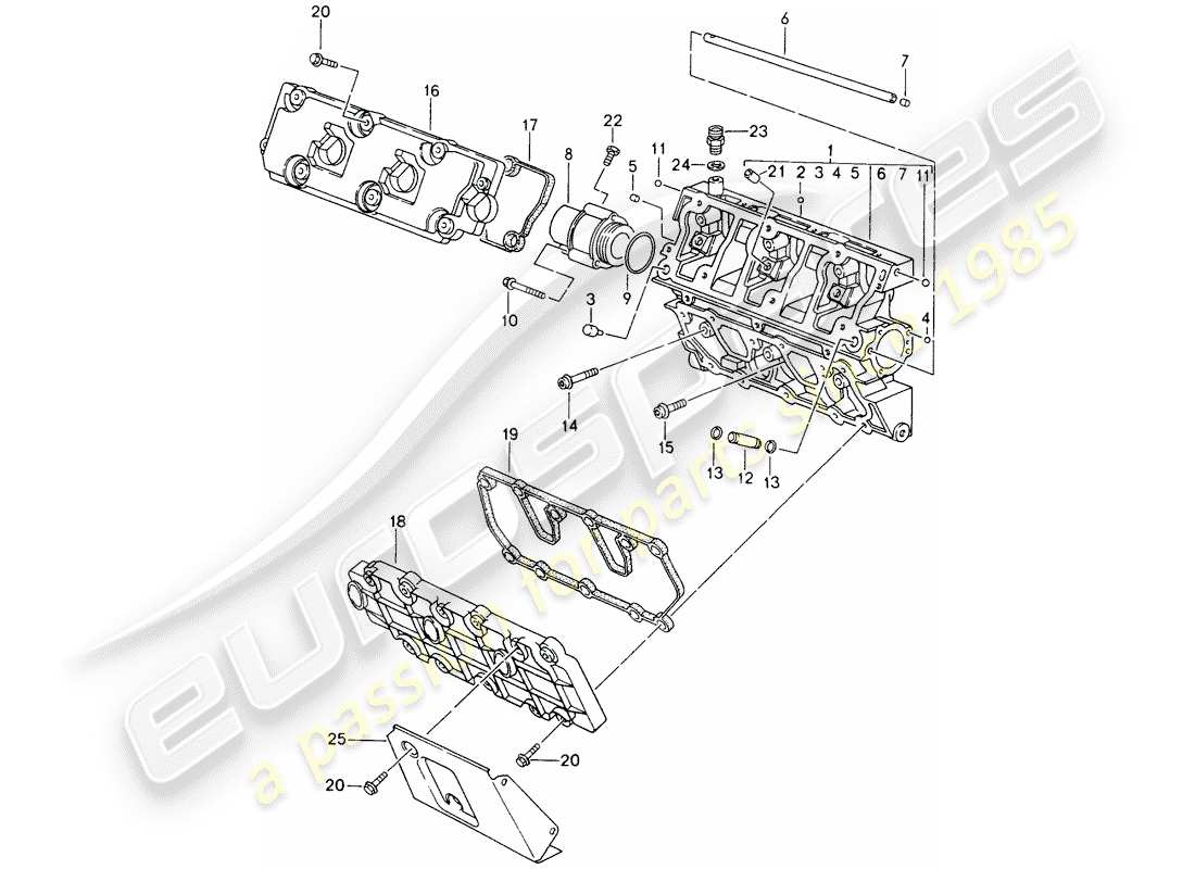 porsche 1998 (993) carcasa del árbol de levas diagrama de piezas