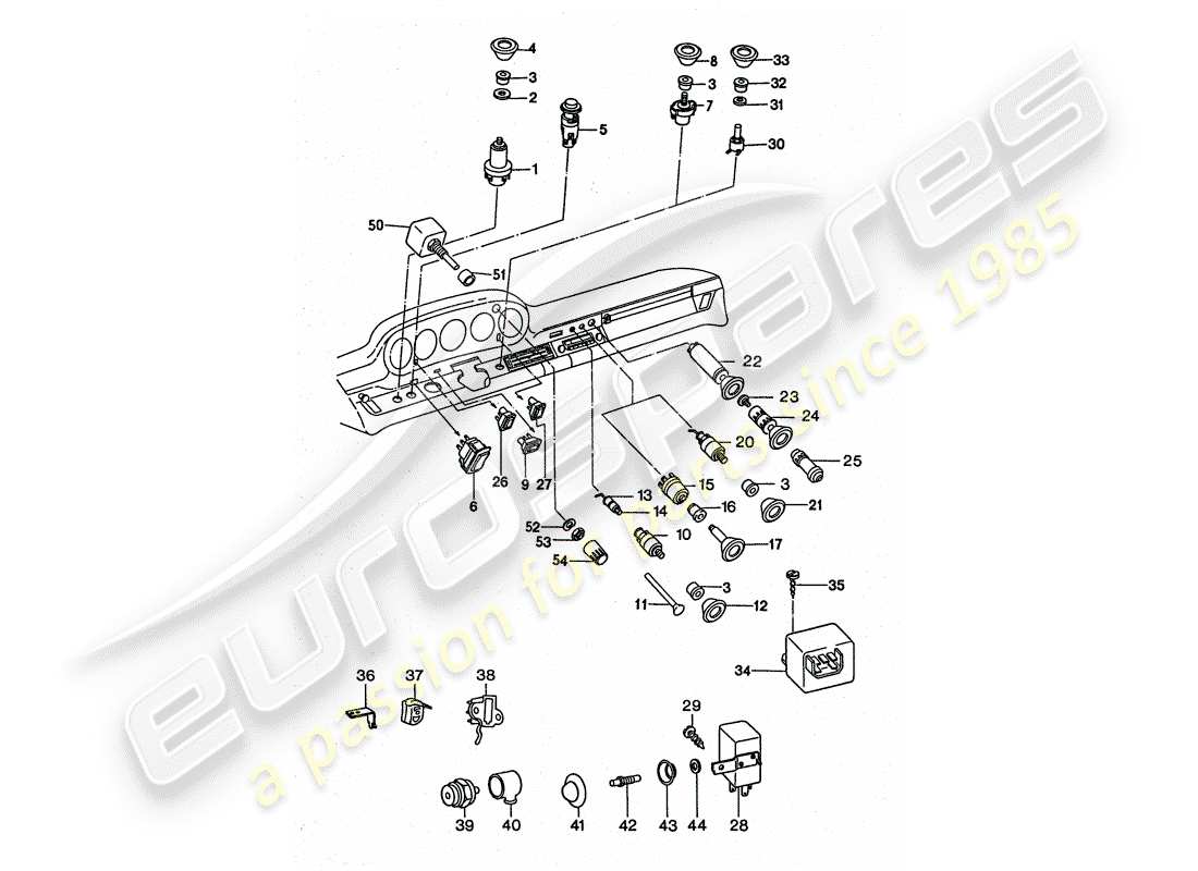 porsche 1977 (911 turbo) switch diagrama de piezas