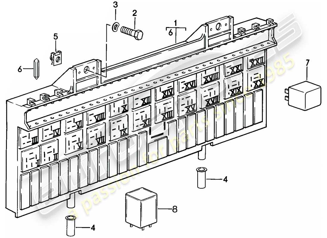 porsche 1983 (928) caja de fusibles/placa de relé - relé - fusible - d >> - mj 1984 diagrama de piezas