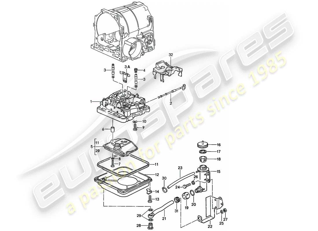 porsche 1978 (928) cuerpo de válvula de cambio - transmisión automática diagrama de piezas