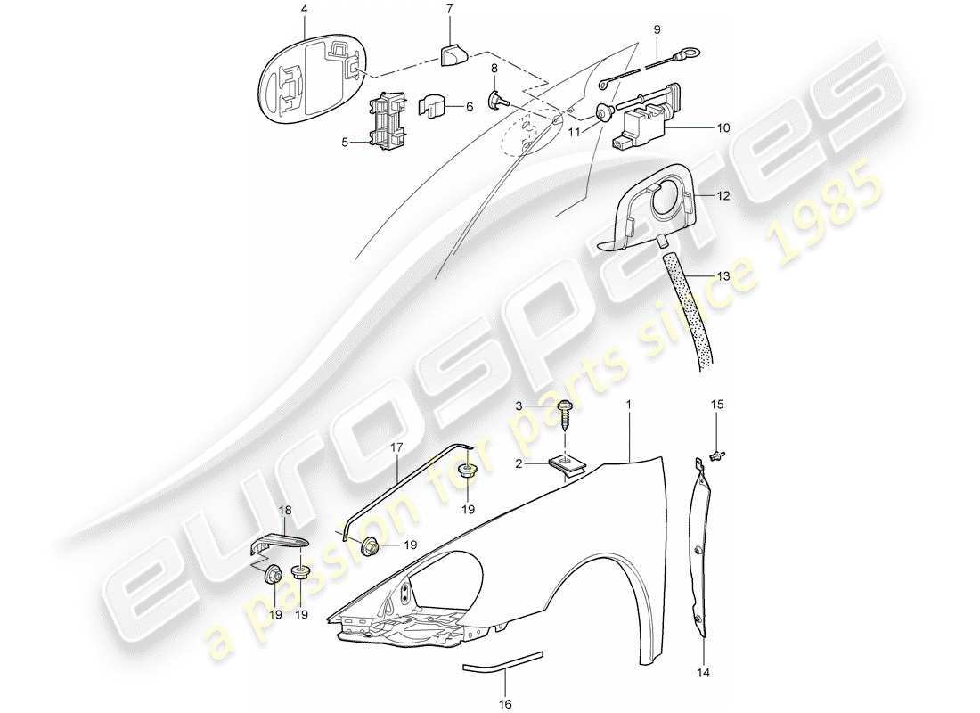 porsche 2007 (997-1 turbo / gt2) defensa diagrama de piezas
