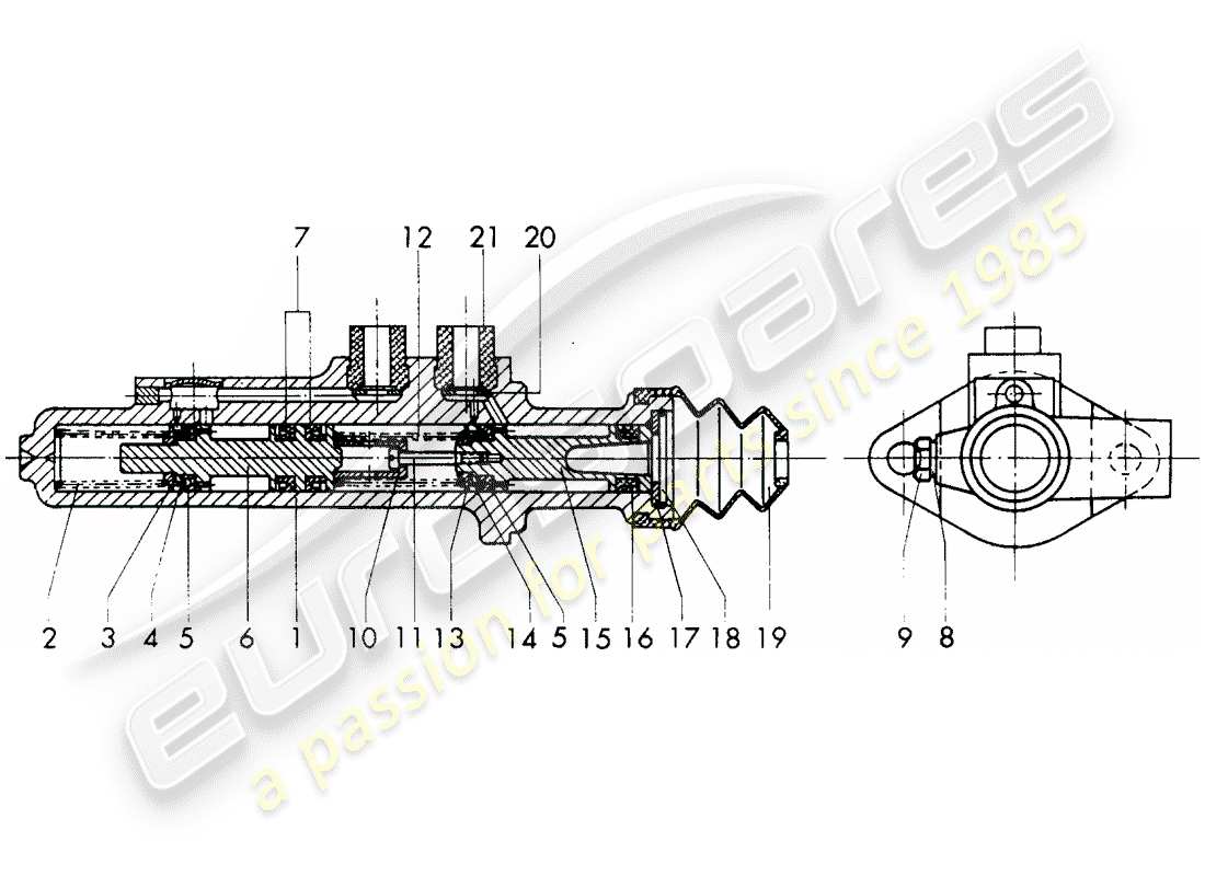 porsche 911/912 (1968) cilindro maestro de freno - $ 19,05 - sin: - función de aviso - piezas únicas - d - mj 1969>> - mj 1969 diagrama de piezas
