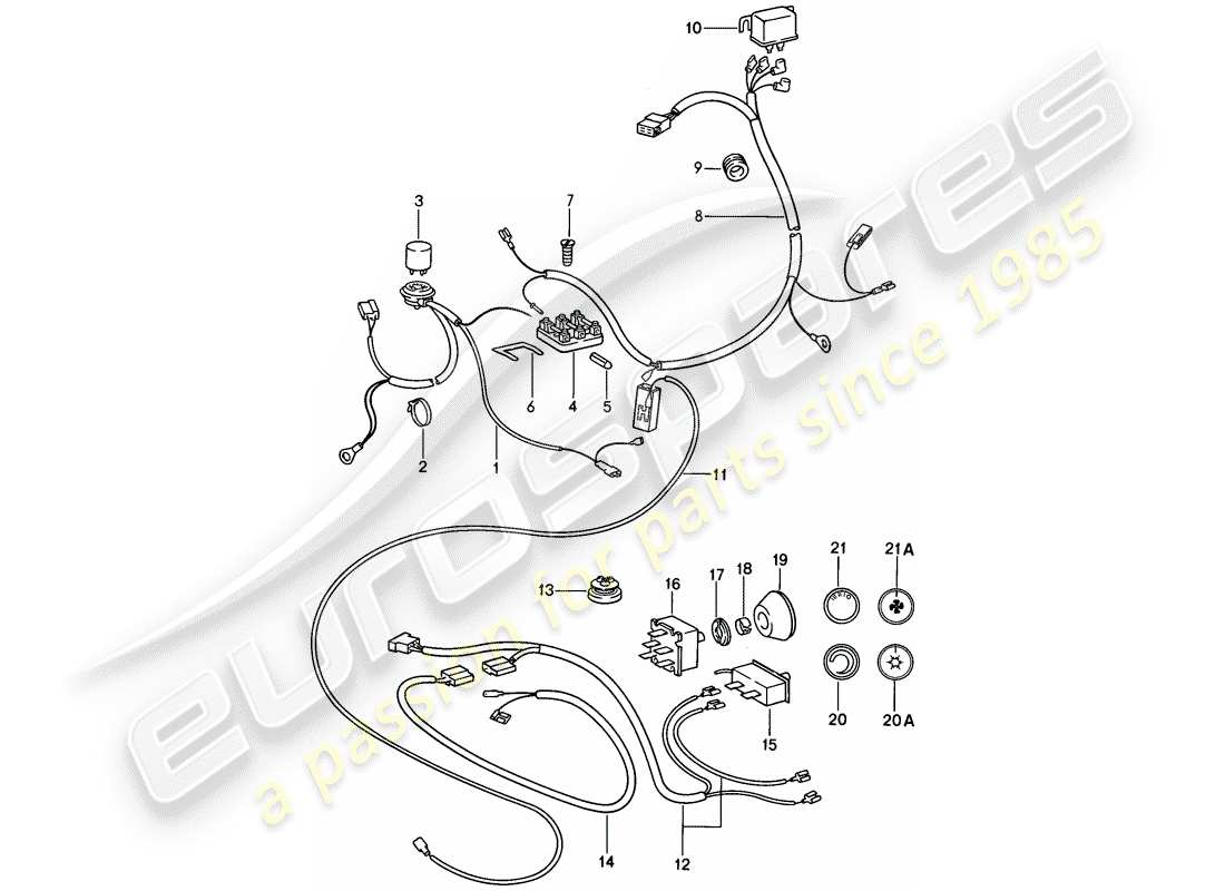 porsche 1984 (911) componentes eléctricos - para - aire acondicionado diagrama de piezas