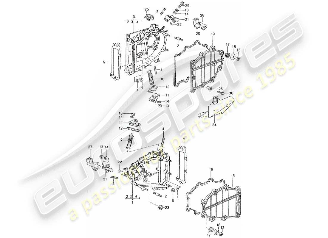 porsche 1998 (993) caja de cadena - tensor - cadena diagrama de piezas