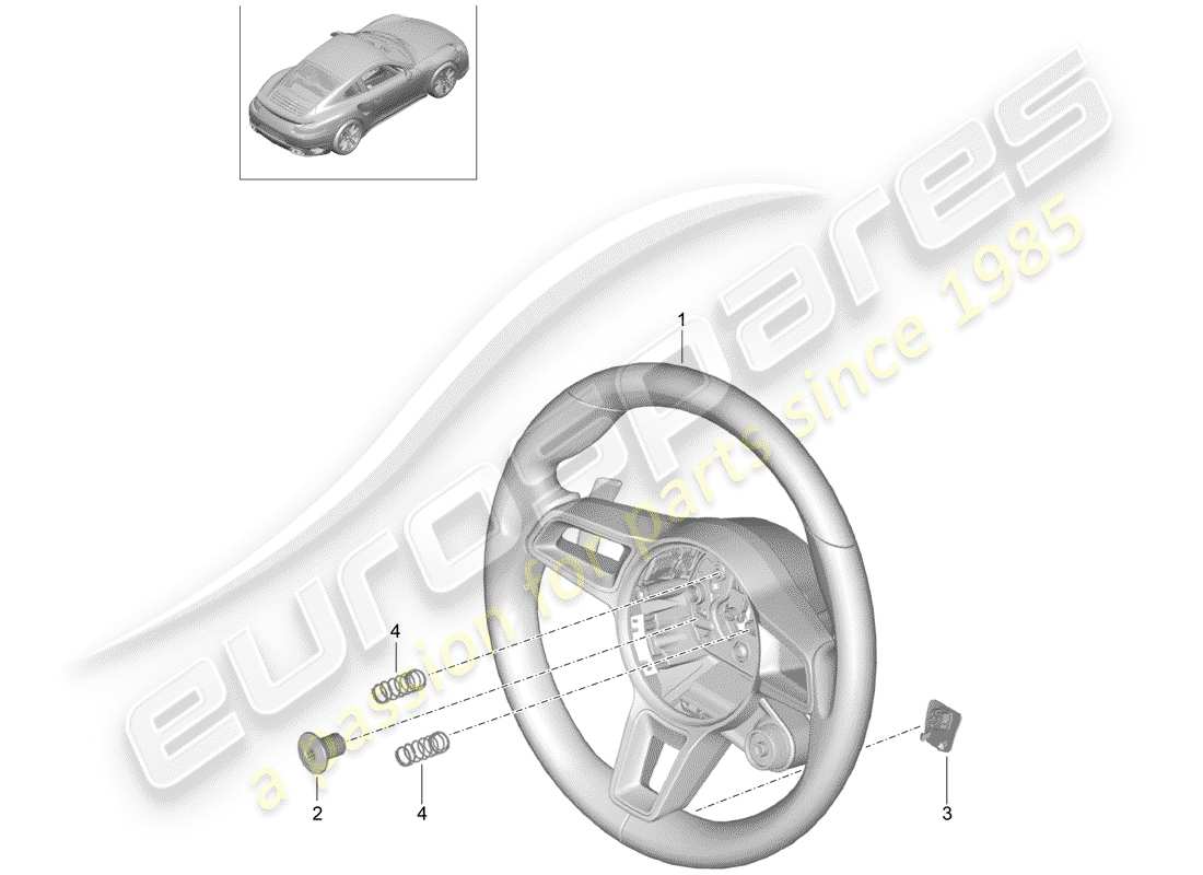 porsche 2014 (991-1 turbo) volante diagrama de piezas