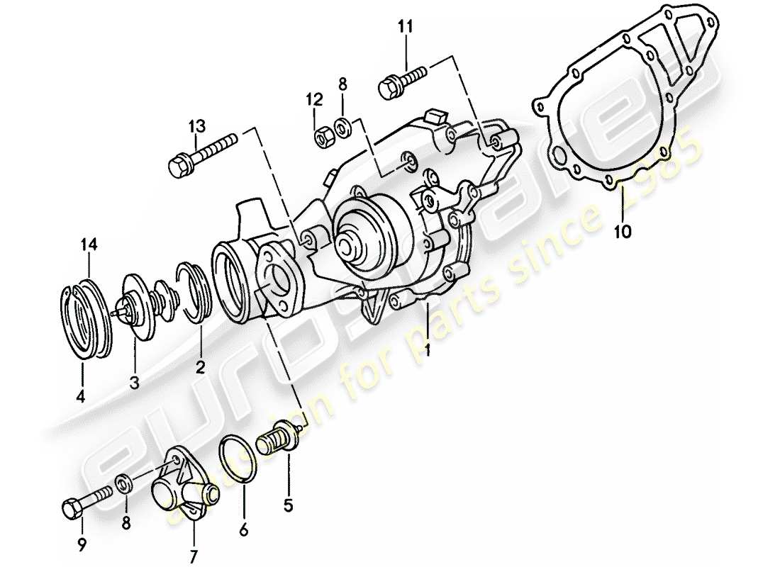 porsche 1988 (944) bomba de agua diagrama de piezas