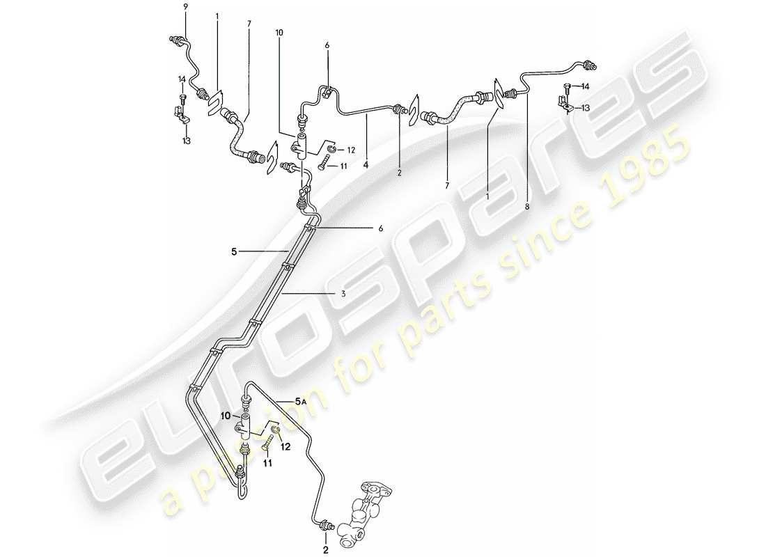 porsche 1979 (924) líneas de freno diagrama de piezas