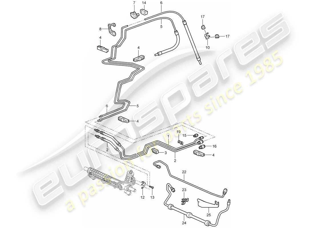 porsche 2009 997-2 turbo / gt2 diagrama de piezas de la dirección asistida