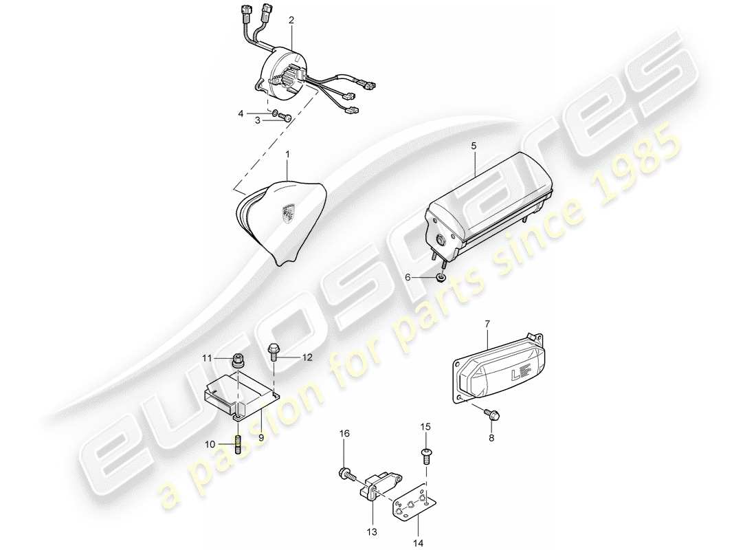 porsche 2005 (carrera gt) bolsa de aire diagrama de piezas