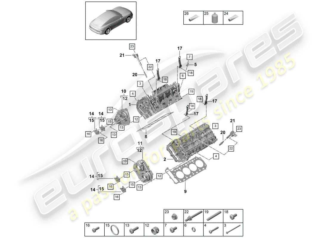 porsche 2019 (panamera 971-1) cabeza de cilindro diagrama de piezas