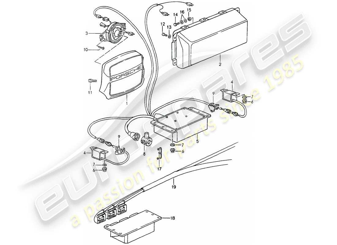 porsche 1990 (964) bolsa de aire diagrama de piezas