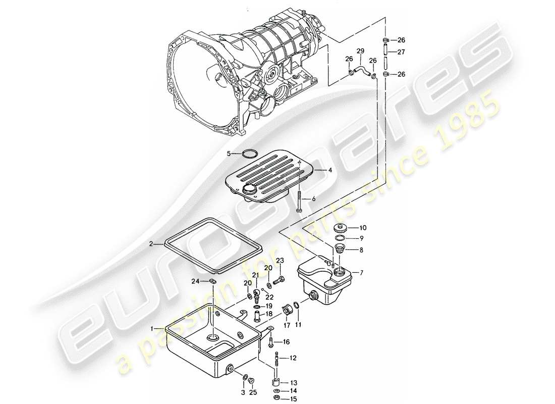 porsche 1992 (968) tiptronic - cárter de aceite - colador de aceite diagrama de piezas