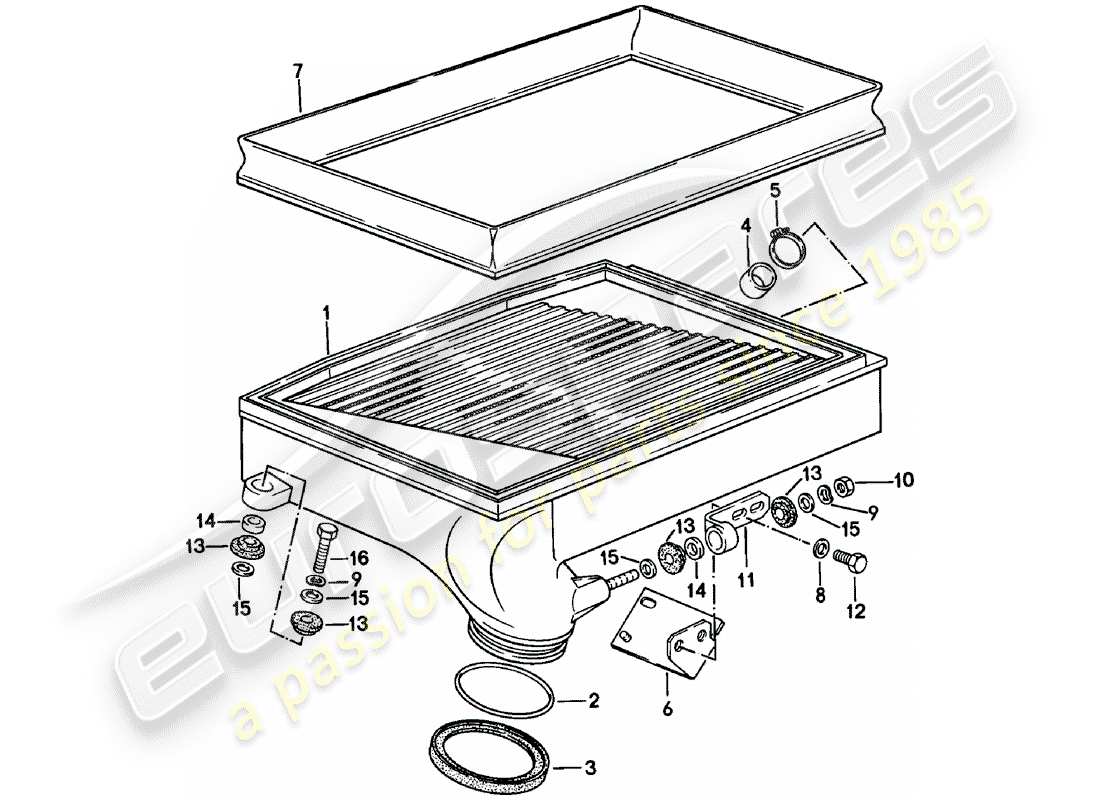 porsche 1981 (911) diagrama de piezas del enfriador de aire de carga