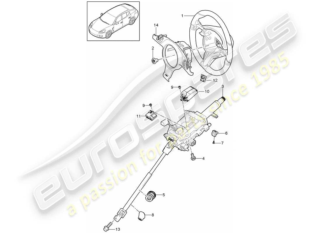 porsche 2015 (panamera 970) volantes diagrama de piezas