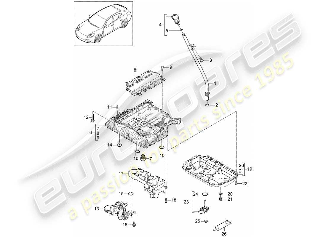 porsche 2014 (panamera 970) oil-conducting housing diagrama de piezas