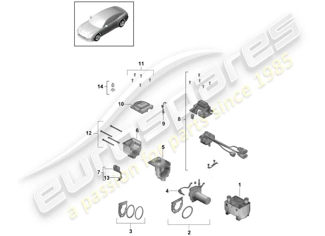 porsche 2020 (panamera 971-1) calentador adicional diagrama de piezas