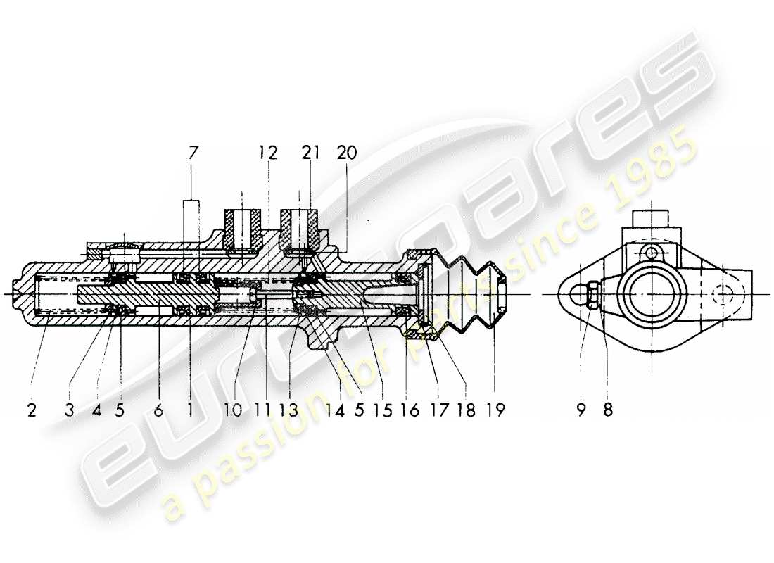 porsche 1966 (911/912) cilindro maestro de freno - $ 19,05 - sin: - función de aviso - piezas únicas - d - mj 1969>> - mj 1969 diagrama de piezas