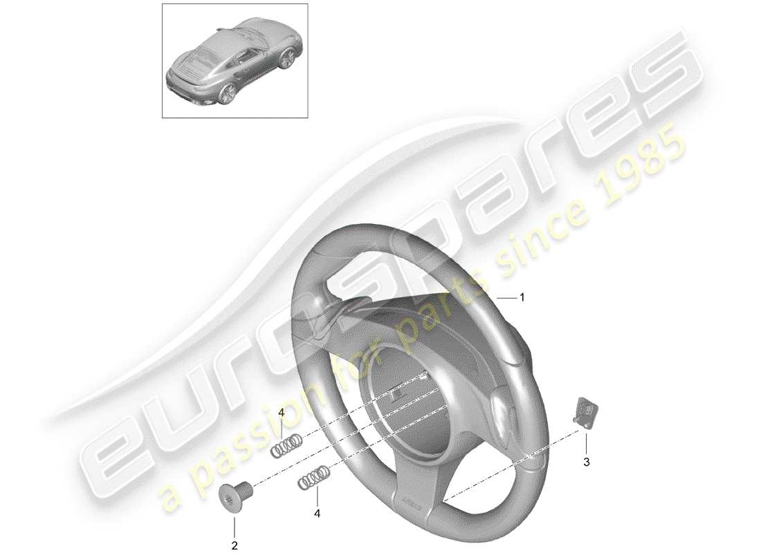 porsche 2016 (991-1 turbo) diagrama de piezas del volante