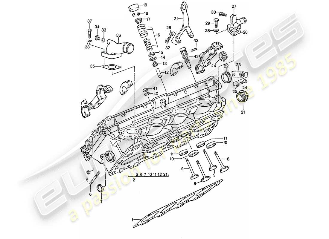 porsche 1990 (944) culata - válvulas diagrama de piezas