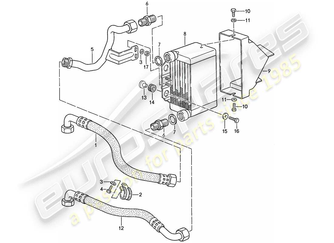 porsche 1990 (944) enfriamiento de aceite diagrama de piezas