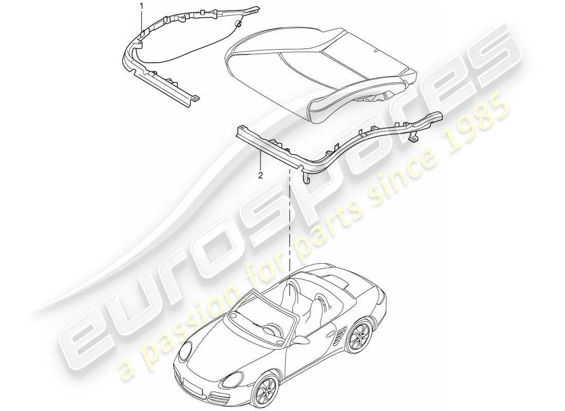 porsche 2011 (987 boxster) diagrama de piezas del portacojines