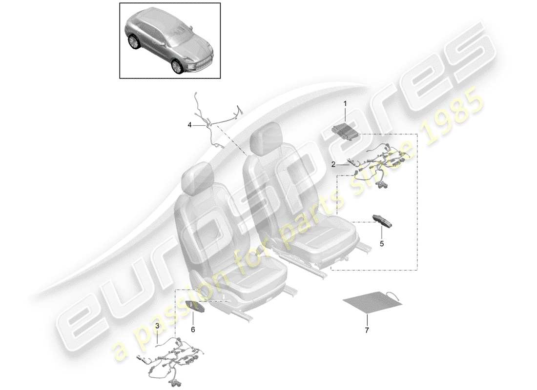 porsche 2019 (macan) electricidad diagrama de piezas