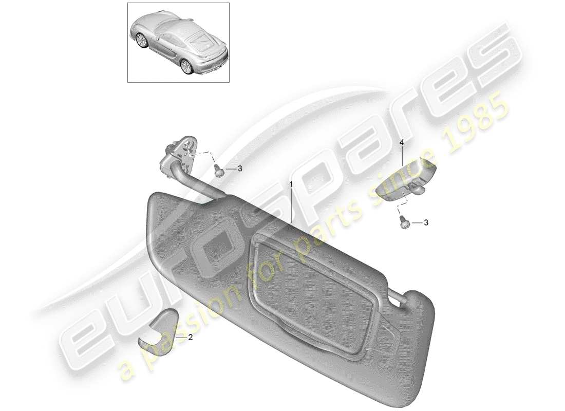 porsche 2016 (981 cayman gt4) sun vizors diagrama de piezas