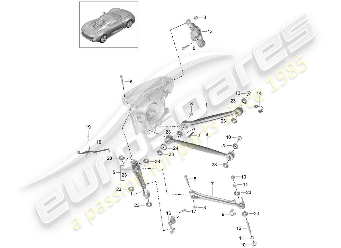 porsche 918 spyder (2015) eje posterior diagrama de piezas
