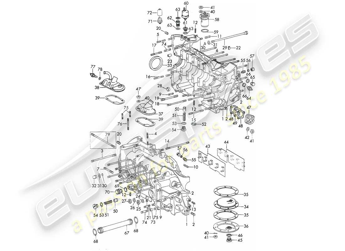 porsche 1966 (911/912) carter - juego de reparacion para mantenimiento - juego de empaques - ver ilustracion: diagrama de piezas