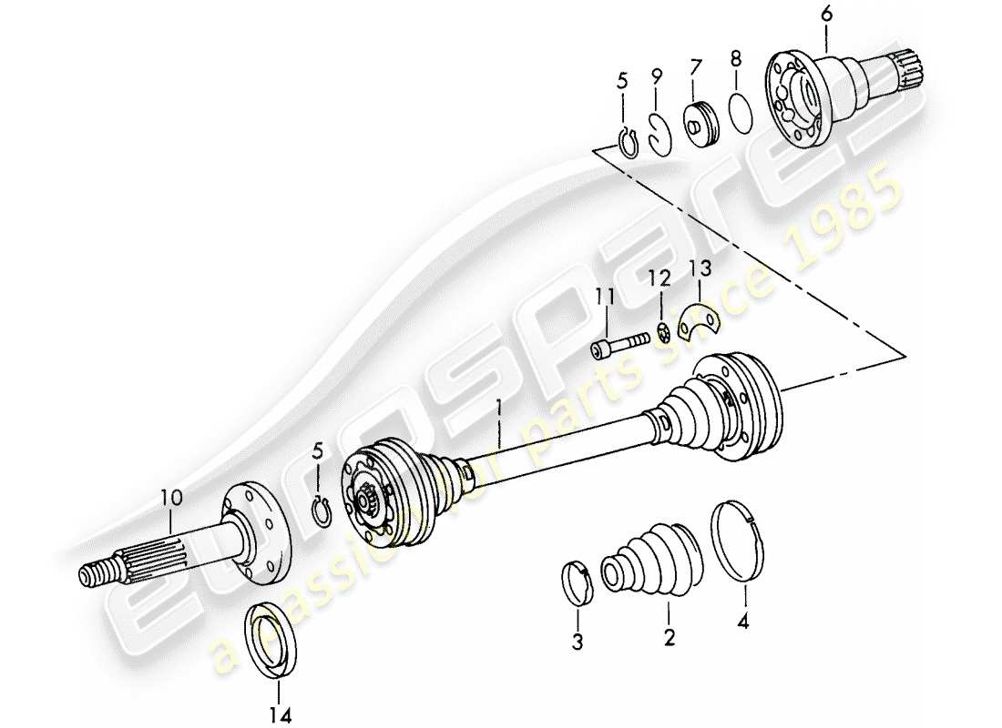 porsche 1966 (911/912) eje de transmisión - - loebro - - d >> - mj 1968 diagrama de piezas