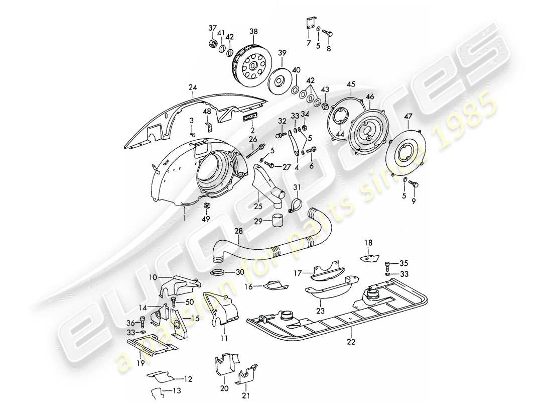 porsche 1966 (911/912) enfriamiento de aire - conducto de aire - y - cubierta del motor - para - (s)(d) diagrama de piezas