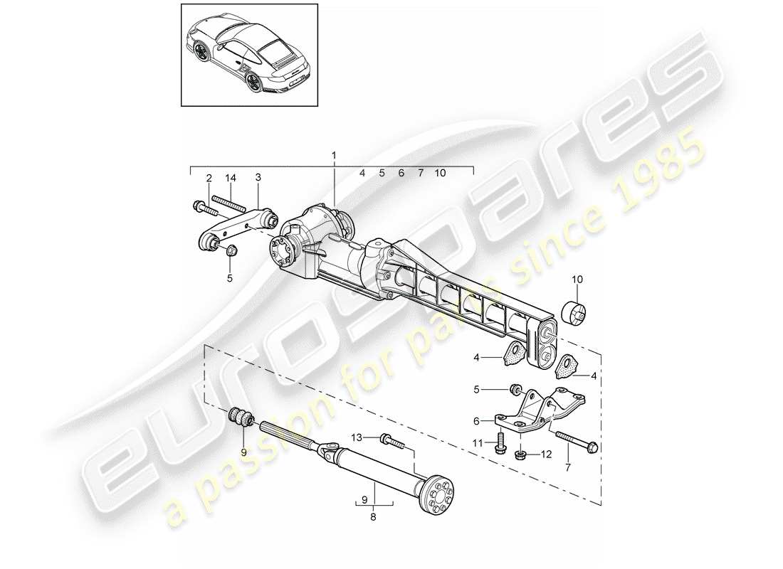 porsche 911 t/gt2rs (2011) diagrama de piezas del diferencial del eje delantero