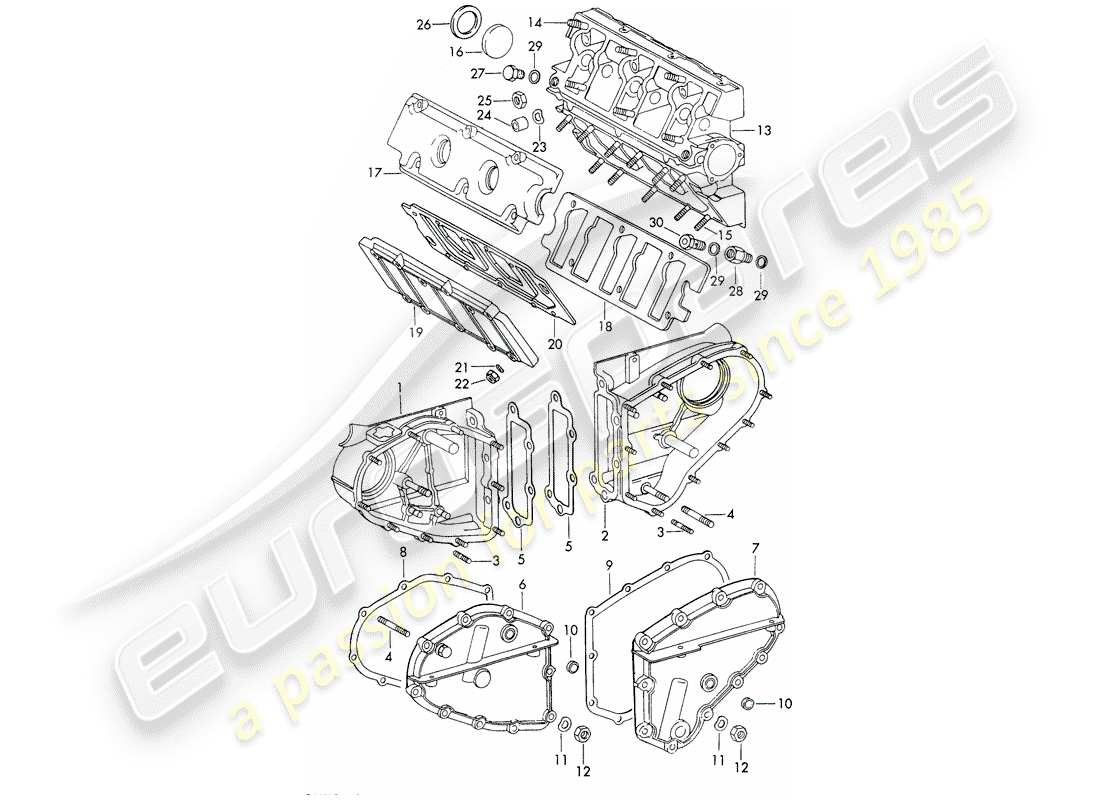 porsche 1966 (911/912) caja de cadena - carcasa del árbol de levas - juego de reparación para mantenimiento - ver ilustración: diagrama de piezas