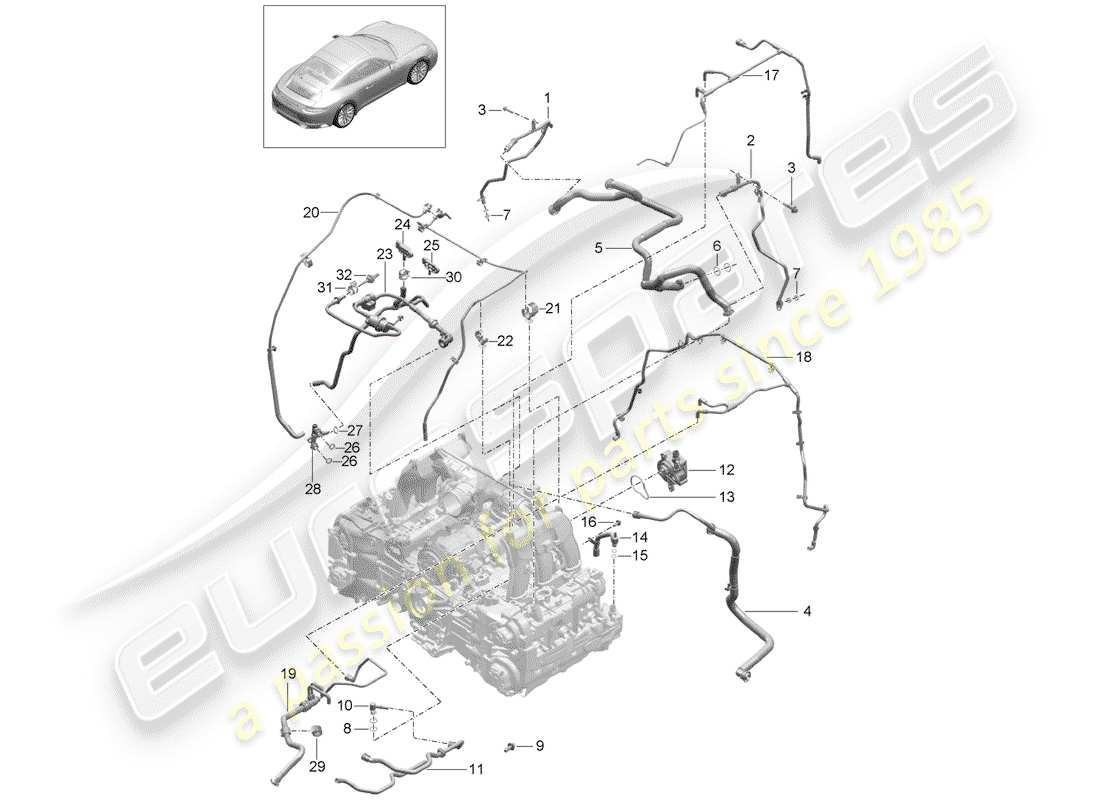 porsche 2020 (991-2) respiradero del cárter diagrama de piezas