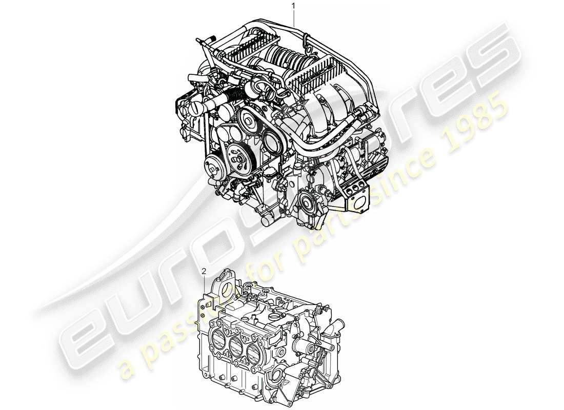 porsche 2007 (997-1) motor de repuesto diagrama de piezas
