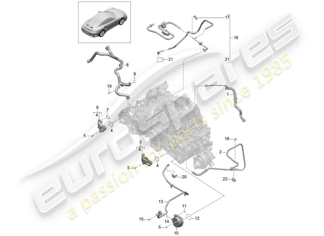 porsche 2017 (991-2 turbo) crankcase diagrama de piezas