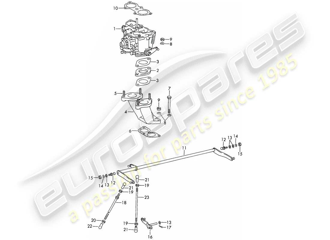 porsche 1966 (911/912) carburador - sistema - con: - solex-40 pii-4 diagrama de piezas